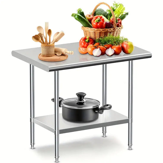 Stainless Steel Table for Prep & Work with 24 x 30 Inches NSF with Adjustable Under Shelf