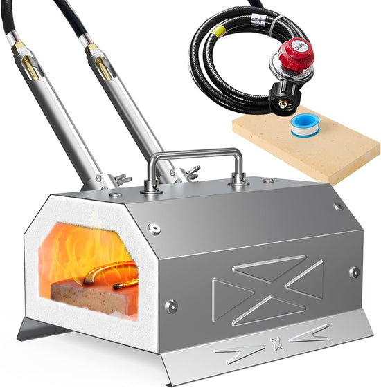 Propane Blacksmith Forge Kit with Dual Burners and 30PSI Regulator, Made of Stainless Steel
