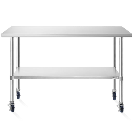 Stainless Steel Work Table Prep Table 24 x 60 with Casters Commercial NSF Adjustable Undershelf