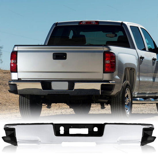 Chrome Rear Bumper Assembly For 2014 2015 2016-2018 Chevy Silverado Sierra 1500