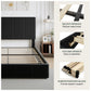 Queen Size Dutch Velvet Upholstered Platform Bed Frame with Vertical-Channel-Tufted Adjustable Headboard