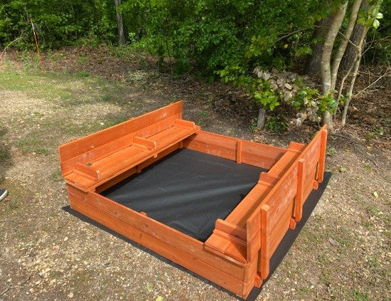 Foldable Kids Large Wooden Sandbox for Backyard Outdoor Play w/Cedar Wood
