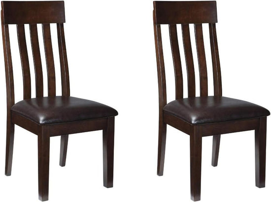 2 Pcs New Faux Leather Cushioned Rake Back Dining Chair, Dark Brown