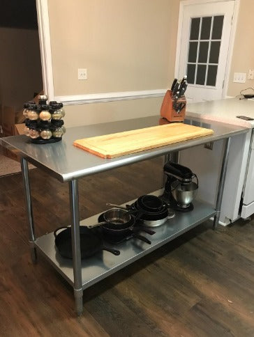 Stainless Steel Work Table 72 x 24 Inches, NSF Commercial Kitchen Prep Table with Under Shelf