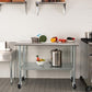 Stainless Steel Work Table Prep Table 24 x 48 with Casters NSF Commercial Kitchen Undershelf