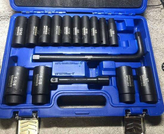 16 pcs Impact Socket Set 1/2” Drive SAE Deep Socket Set (3/8-Inch to 1-1/14") Include 5” Ext Bar