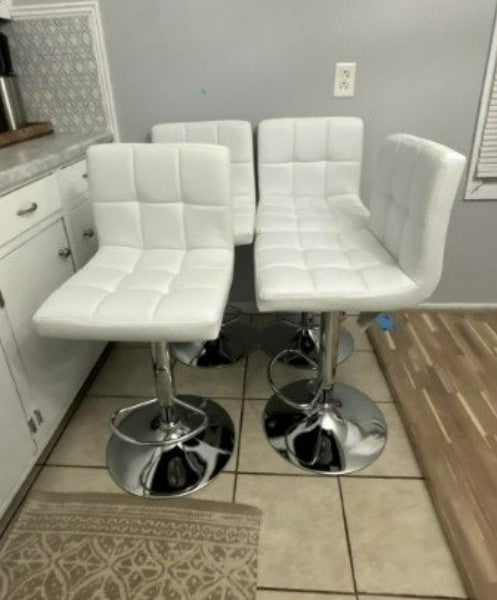 New! Adjustable Swivel Bar Stools Dining chairs, White Barstools