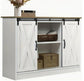 Coffee Bar Cabinet with Sliding Barn Doors, 42”Farmhouse TV Stand Adjustable Shelves