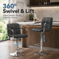Bar Stools Set of 2 Adjustable PU Leather Swivel Counter Height Chairs with Armrests, Footrest and Hydraulic Lift