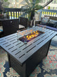 44" Fire Pit Propane Gas Tabletop 50, 000 BTU with Lid, Rain Cover, for Outside Garden Backyard