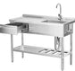 New 39" Stainless Steel Sink with Workbench & Storage Shelf Hot & Cold Water Pipes & Faucet