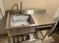 New 39" Stainless Steel Sink with Workbench & Storage Shelf Hot & Cold Water Pipes & Faucet