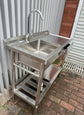 New 39" Stainless Steel Sink with Workbench & Storage Shelf Hot & Cold Water Pipes & Faucet