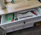 Kitchen Island with Storage Drop Leaf Spice Rack, Towel Rack Buffet Sideboard Rolling Cart