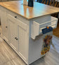 Kitchen Island with Storage Drop Leaf Spice Rack, Towel Rack Buffet Sideboard Rolling Cart