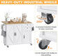 Rolling Kitchen Island On Wheels with Drop Leaf Countertop 2 Drawer Towel Rack and Spice Rack