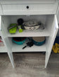 Kitchen Island with Storage Drop Leaf Spice Rack, Towel Rack Buffet Sideboard Rolling Cart