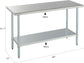 Stainless Steel Work Table Prep Table 24 x 60 NSF with Adjustable Undershelf for Commercial Kitchen