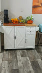Rolling Kitchen Island On Wheels with Drop Leaf Countertop 2 Drawer Towel Rack and Spice Rack