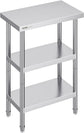 3 Tier Stainless Steel Food Prep Table, 14 x 24 x 34 Inch Commercial Kitchen Worktable