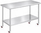 Stainless Steel Prep Table Work Table 30 x 60 with Casters NSF Adjustable Undershelf Commercial