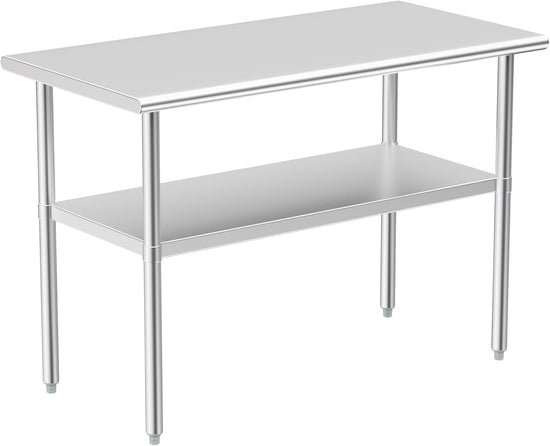 Stainless Steel Work Table Prep Table 24 x 48 Commercial Kitchen Restaurant with Adjustable Undershelf