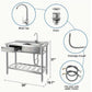 New 39" Stainless Steel Sink with Workbench & Storage Shelf Hot & Cold Water Pipes & Faucet