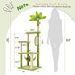 New 55" Cat Tree for with Green Leaves, Multi-Level Large Cat Tower with Hammock