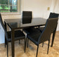 5 Piece Glass Dining Table Set, Kitchen and Chairs for 4, PU Leather Modern Room Sets for Home, Kitchen, Living Room
