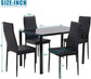 5 Piece Glass Dining Table Set, Kitchen and Chairs for 4, PU Leather Modern Room Sets for Home, Kitchen, Living Room