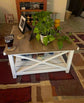 Square Farmhouse Coffee Table Vintage Look Center Table For Living Room