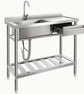 39" Stainless Steel Sink with Workbench & Storage Shelf Hot & Cold Water Pipes & Faucet