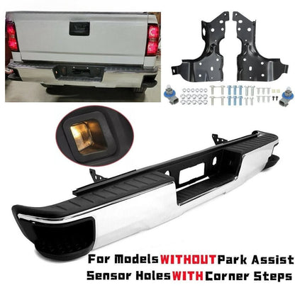Rear Step Bumper w/o Sensor Holes For 14-18 Chevy Silverado/Sierra 1500