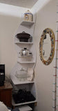 Modern Corner Shelf 5-Tier Wall Bookshelf Storage Rack & Plant Stand- White