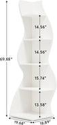 Modern Corner Shelf 5-Tier Wall Bookshelf Storage Rack & Plant Stand- White