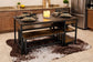 Dining Table Set for 4-6 with 2 Benches, Storage Drawer Shelf Wine Rack & Glass Holder