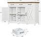 White Buffet Storage Cabinet Coffee Bar  Station with 3 Drawers & Adjustable Shelves