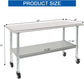 Stainless Steel Work Table Prep Table 24 x 60 with Casters Commercial NSF Adjustable Undershelf