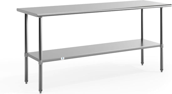 Stainless Steel Prep Table Work Table 30 x 72 NSF with Undershelf for Commercial Kitchen Restaurant