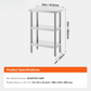 3 Tier Stainless Steel Food Prep Table, 14 x 24 x 34 Inch Commercial Kitchen Worktable