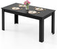 63" Modern Farmhouse Black Dining Table with 6 white chairs