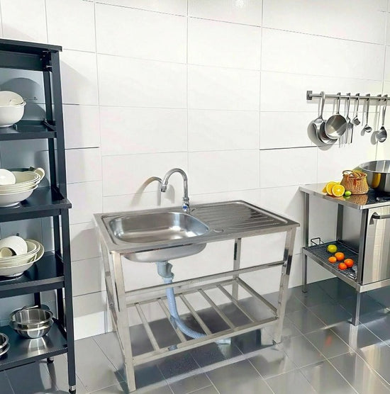 30” Stainless Steel Freestanding Sink w/ Faucet Commercial Utility for Laundry Garage