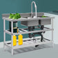 Stainless Steel 2-Compartment Kitchen Sink with Workbench, Faucet & Pipe