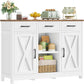 White Buffet Storage Cabinet Coffee Bar  Station with 3 Drawers & Adjustable Shelves