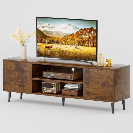 TV Stand for 65 Inch TV, Modern Entertainment Center with Storage Brown