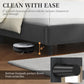 Queen Bed Frame Upholstered Platform Bed with Wing Side/Wooden Slat Support- Dark Grey