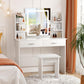 Vanity Desk Make up Table with Lighted Mirror Adjustable Brightness and Chair