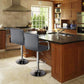 Bar Stools Set of 2, PU Leather Adjustable Barstools with Armrest, Counter Height Stool Chairs