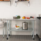 Stainless Steel Work Table Prep Table 24 x 60 with Casters Commercial NSF Adjustable Undershelf