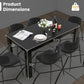 63" Modern Farmhouse Black Dining Table with 6 white chairs